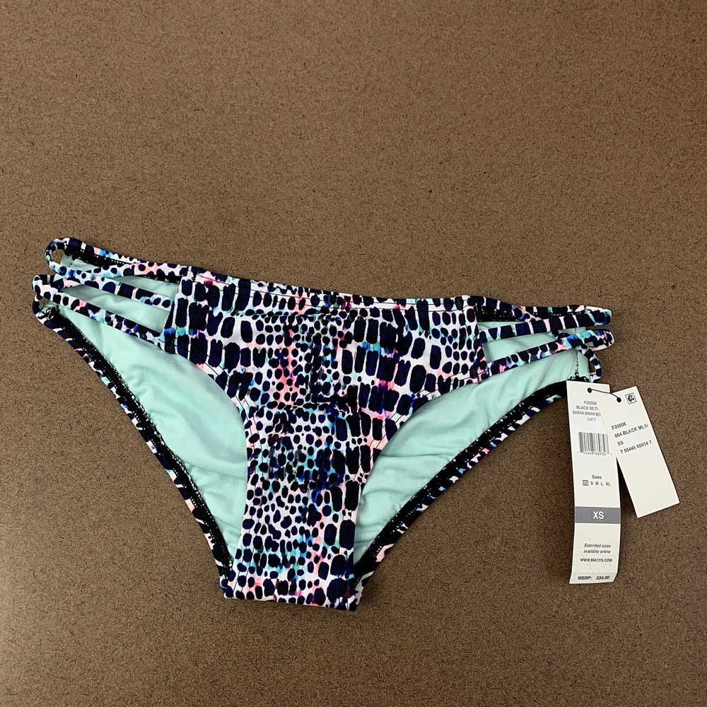 SUNDAZED Stunner Strappy Hipster Sasha Bikini Bottom Jungle Queen Size XS NWT